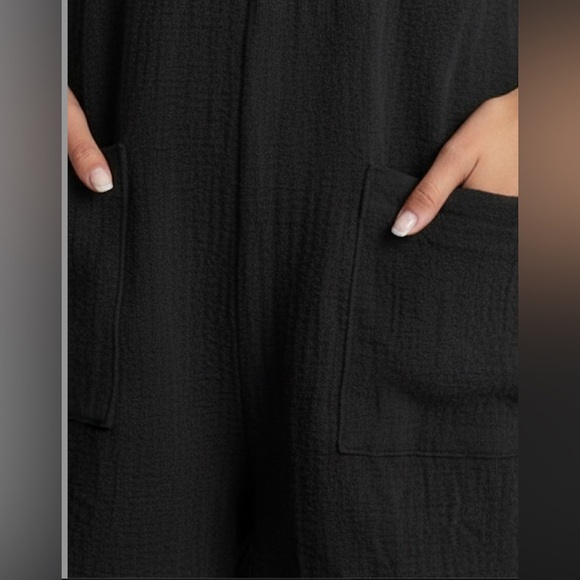 Boho Black Romper With Pockets - Picture 6 of 8